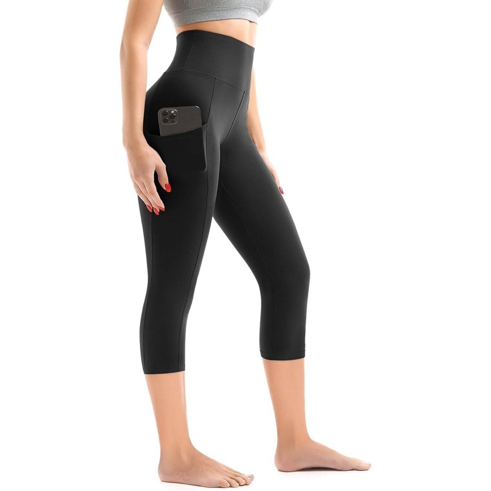 Walifrey Women's S-M Black Leggings with Pockets High Waisted Buttery Soft